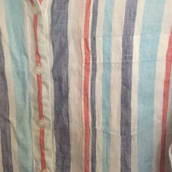 L.L. Bean Awning Striped Button Front Shirt 2X - Picture 3 of 7